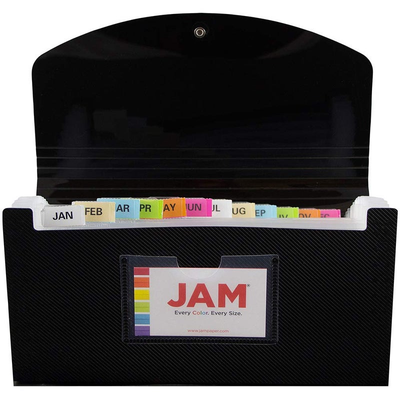 JAM Paper أقلام JAM PAPER القابلة للطي - ملف بلاستيكي متوسع بـ 13 جيب - حجم الشيك - 5 × 10 1/2 - أسود - يباع بشكل فردي - Image 4